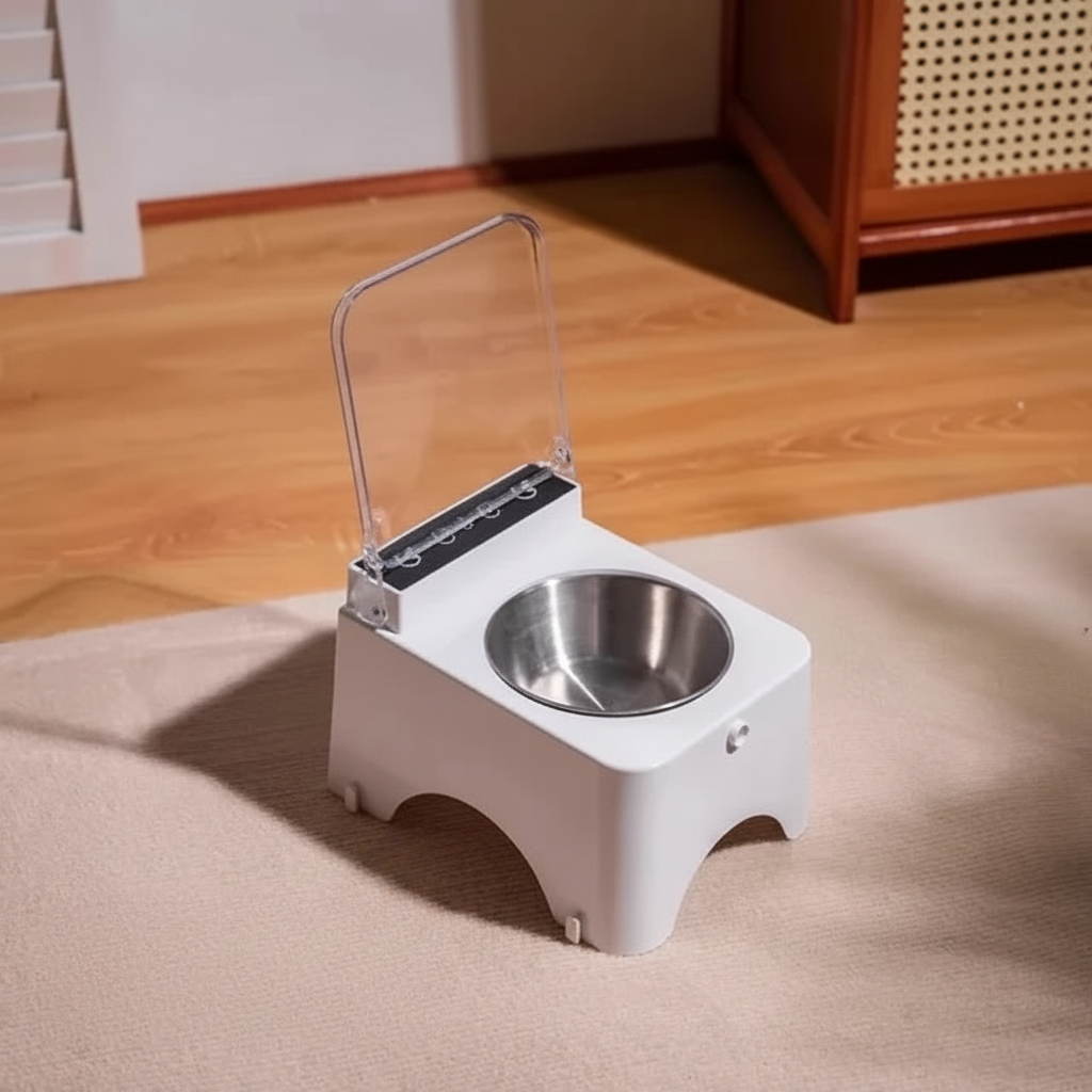 Smart Cat Bowl - Stainless Steel variant in warm ivory home setting